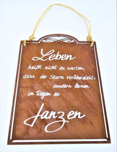 Rostige Spruchtafel LEBEN